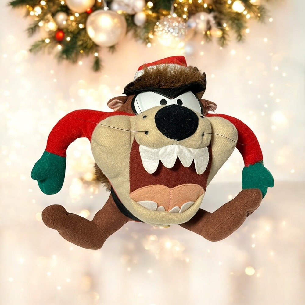 Vintage Looney Tunes Taz The Tasmanian Devil Santa Clause 1999 Warner Bros.Plush